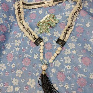 3118 Plunder Fringed Necklace and Butterfly Beaded Earrings